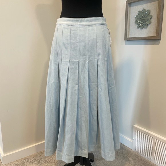 Babaton Light Blue Pleated Midi Skirt - Picture 4 of 11
